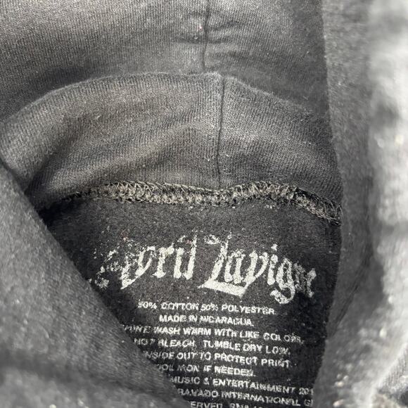 Avril Lavigne Large Black Love Sux Long Sleeve Drawstrings Hoodie Sweatshirt - Picture 2 of 5